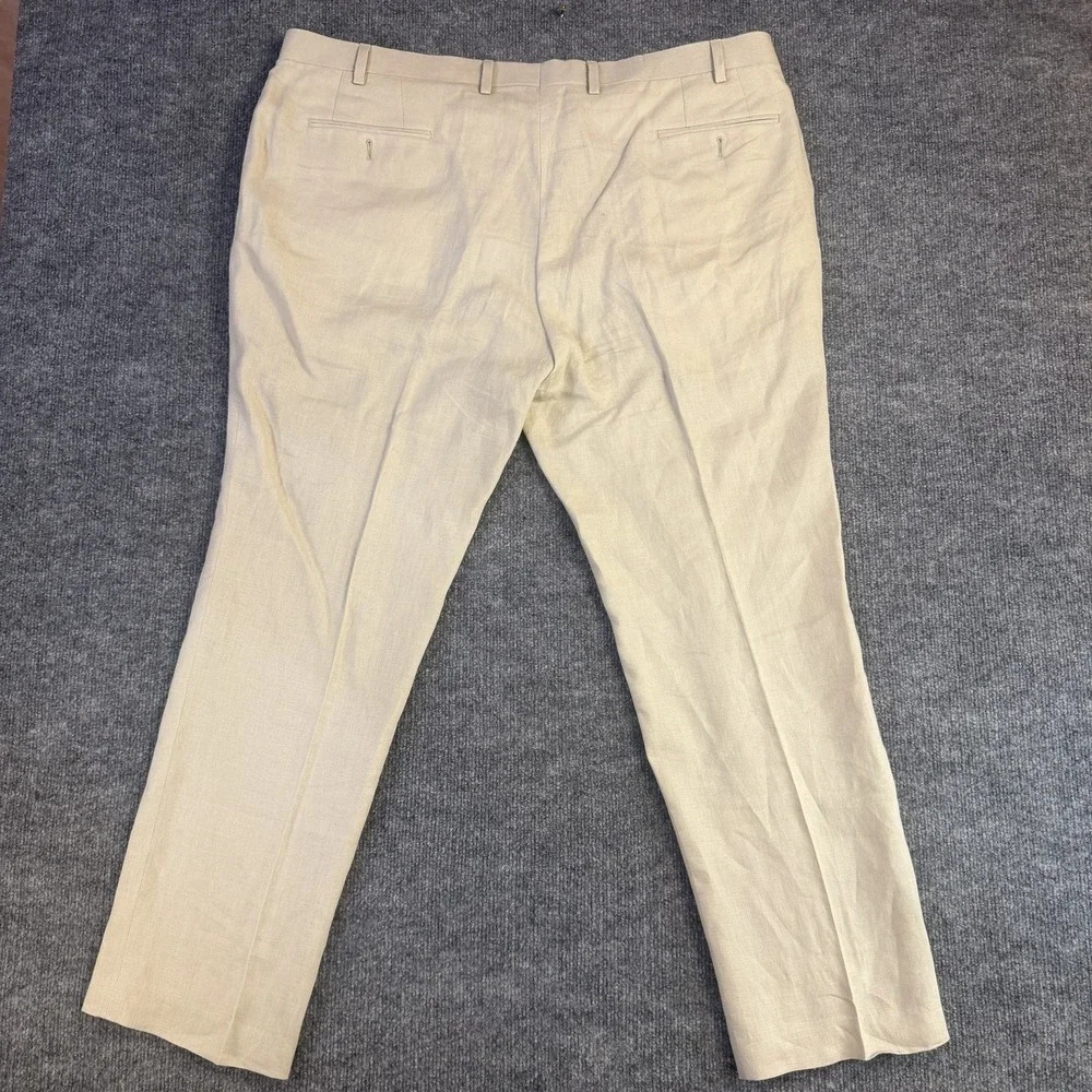 Lauren Ralph Lauren Pants Mens 42x30 Beige 100% Linen Dress Flat Front (44x30)